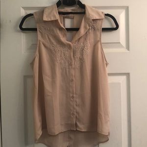 Light pink button down tank top